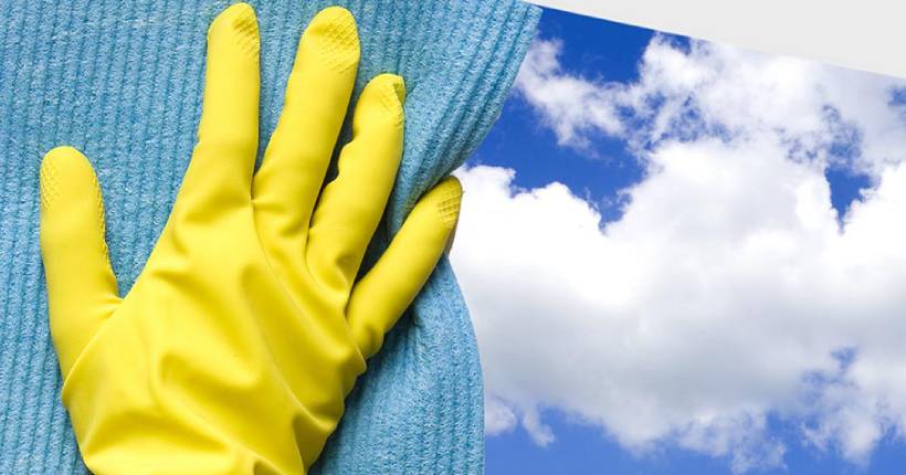 Spring cleaning services in Kew - using yellow gloves